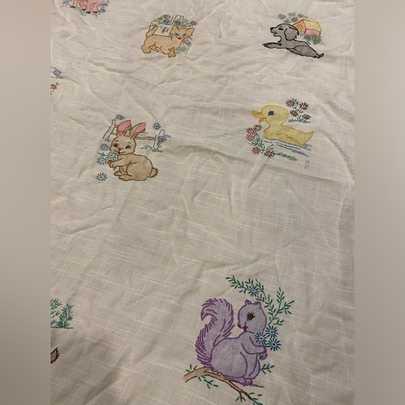 Hand Embroidered/Painted Vintage Spring Tablecloth - Picture 2 of 3